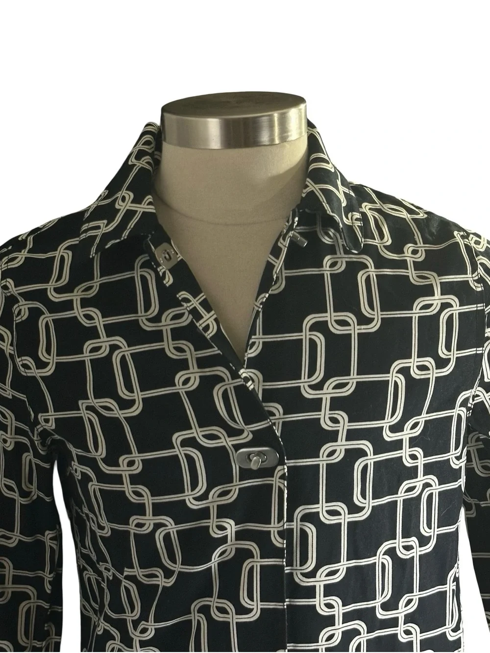 George ME Mark Eisen Geometric Turn Lock Trench Coat Jacket Women Sz M 8 10